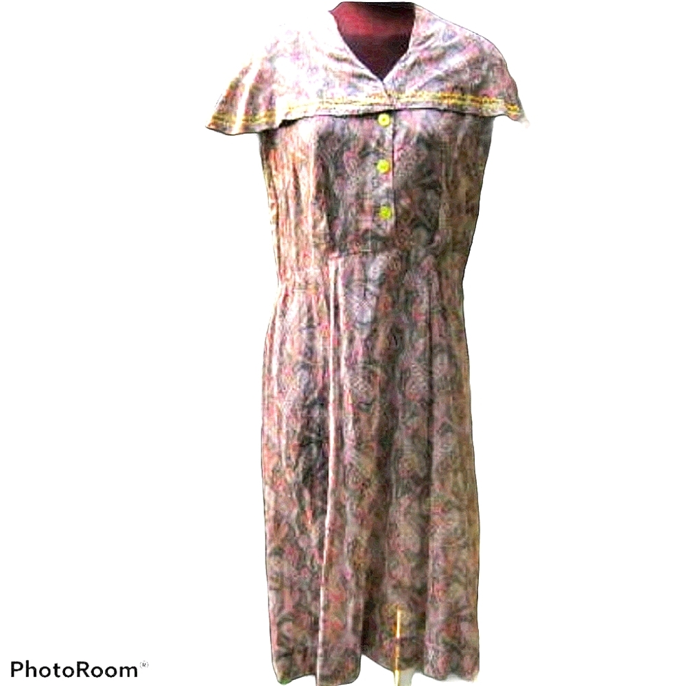 Vintage handmade rare large  summer Madmen dress - Picture 4 of 9